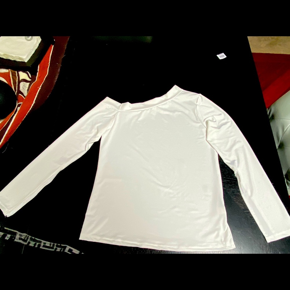 White top one shoulder off